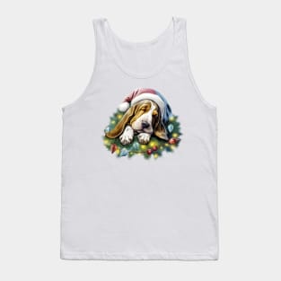 Lazy Basset Hound Dog at Christmas Tank Top